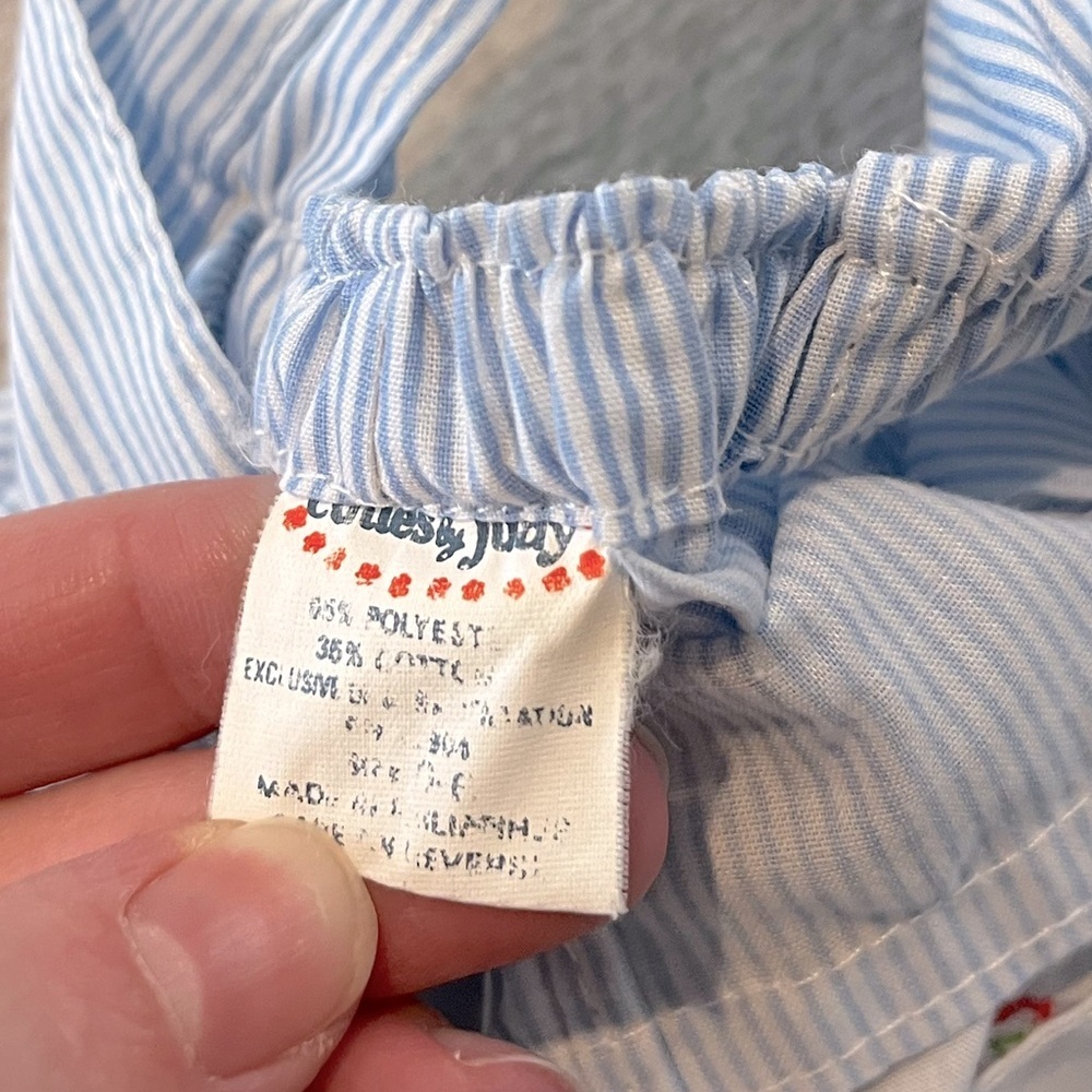 Vintage Cuties by Judy Baby Romper 0 to 6 Months Airplane Pinstripe - Picture 3 of 5